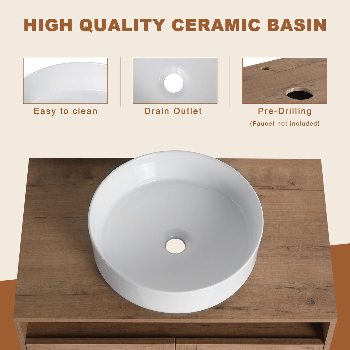 Bathroom Vanity With Art Sink And Storage Rack, Float Mounting Design
