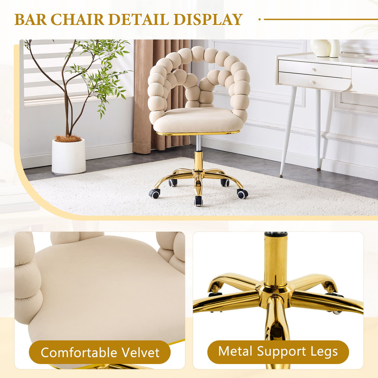 Puffy Bubble, Ball Chain Accent Chair With 5 Claw Casters