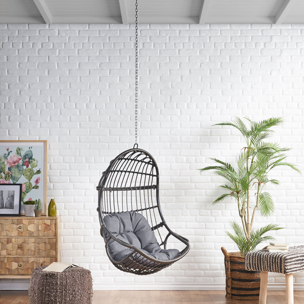 Richards - Outdoor / Indoor Wicker Hanging Chair - Gray