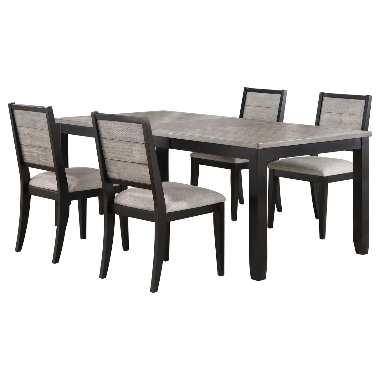 Elodie 5-Piece Rectangular Extension Dining Set, Black