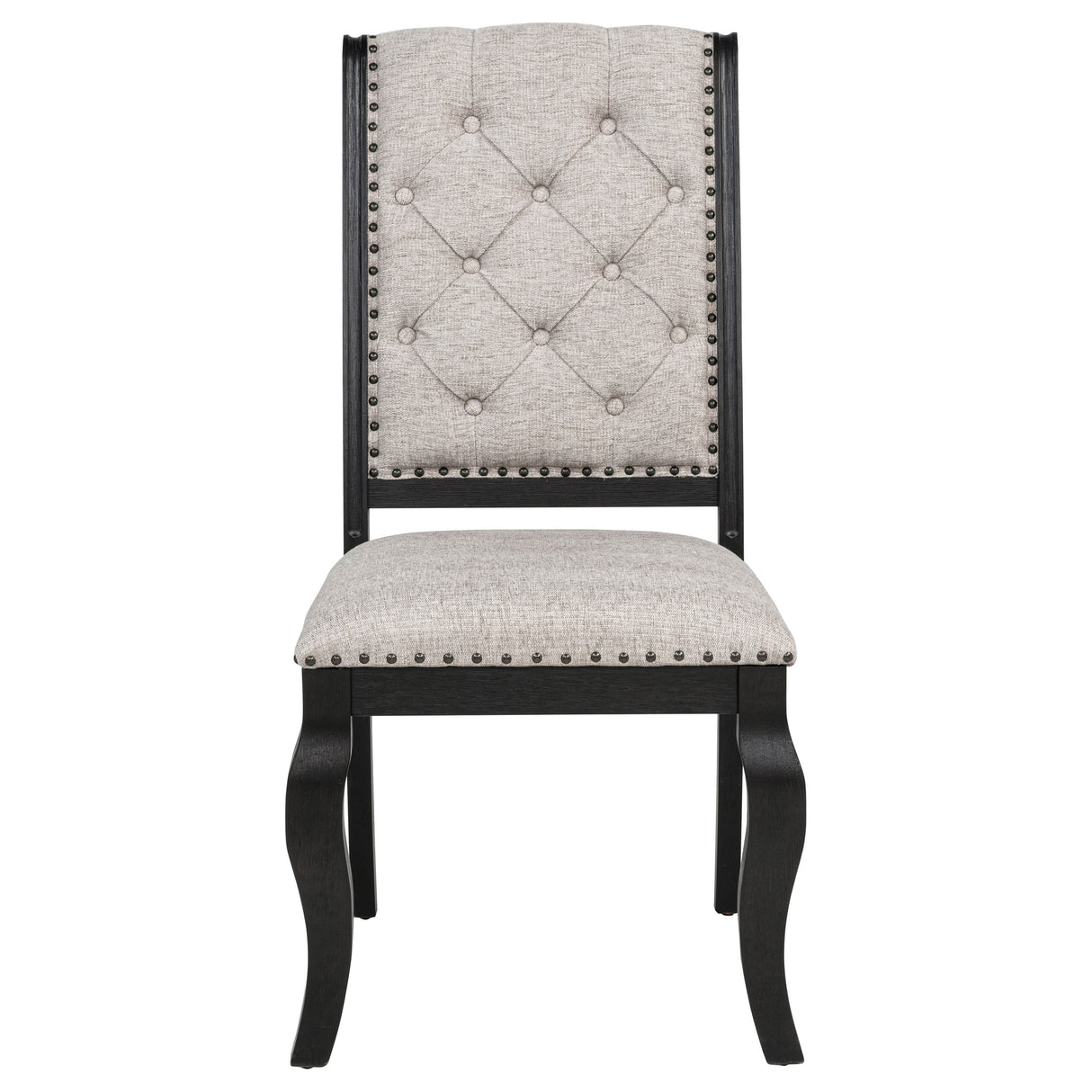 Phelps 9-Piece Dining Set, Distressed Noir with Tan Upholstery