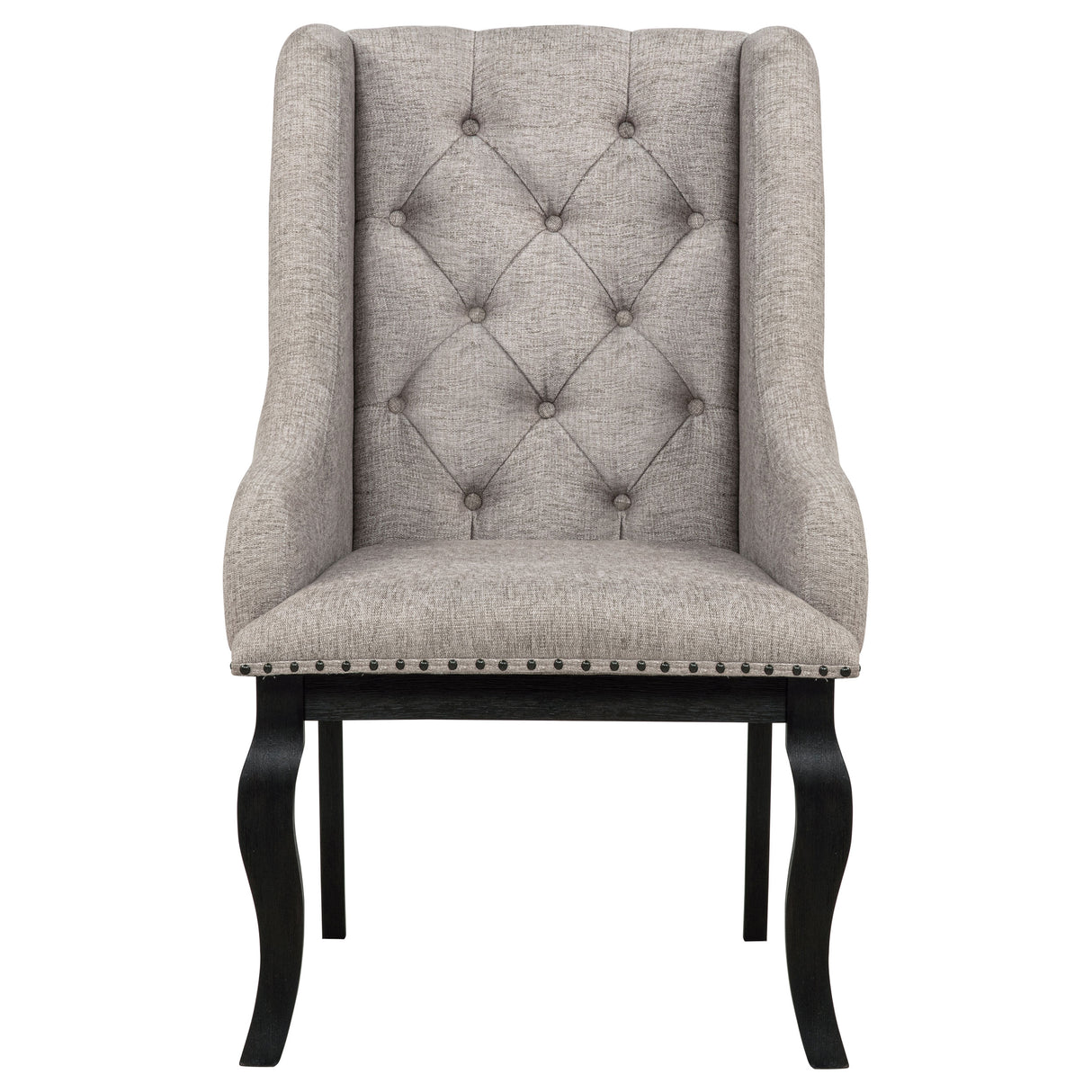 Phelps 9-Piece Dining Set, Distressed Noir with Tan Upholstery