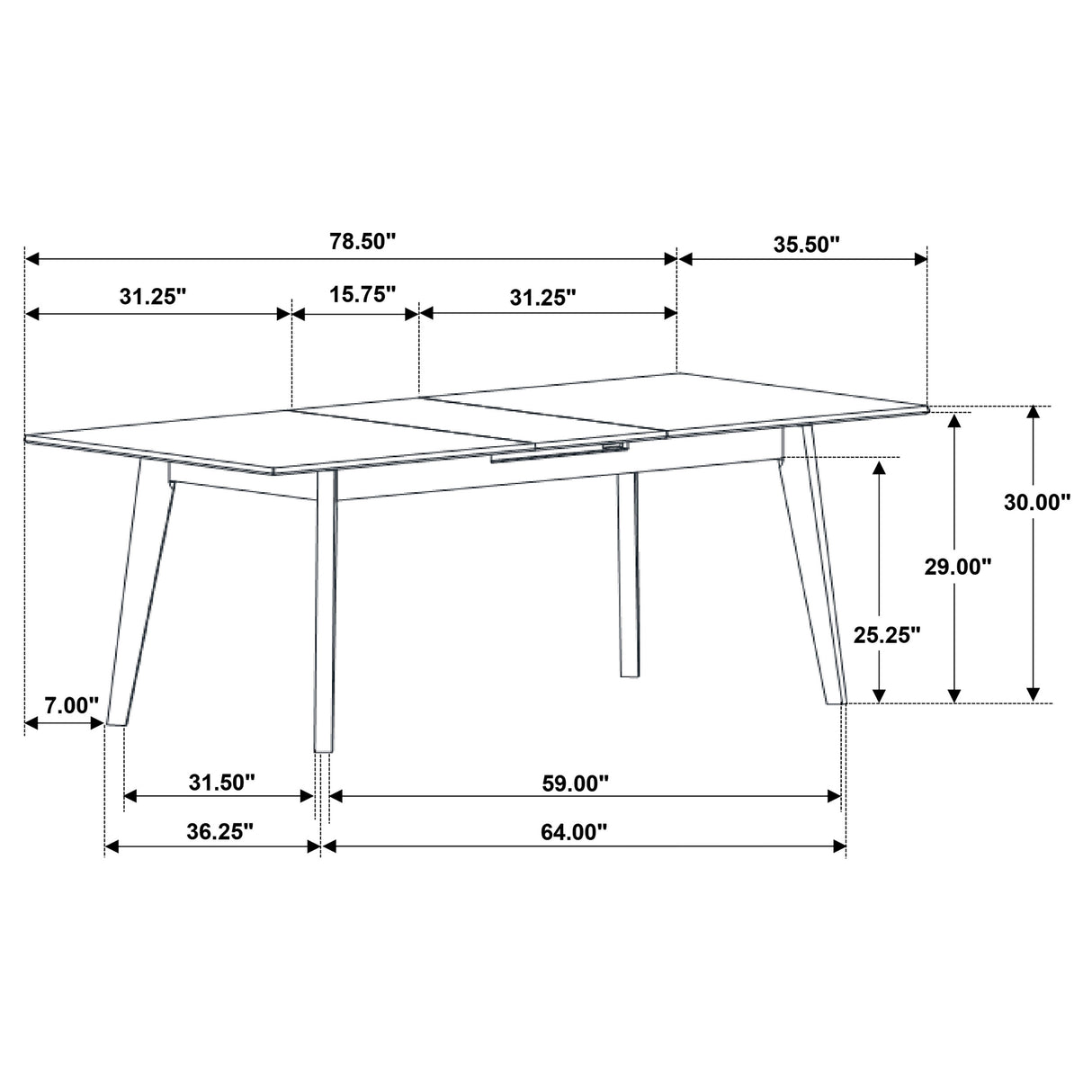 Crestmont 78-Inch Extension Dining Table Black Faux Marble