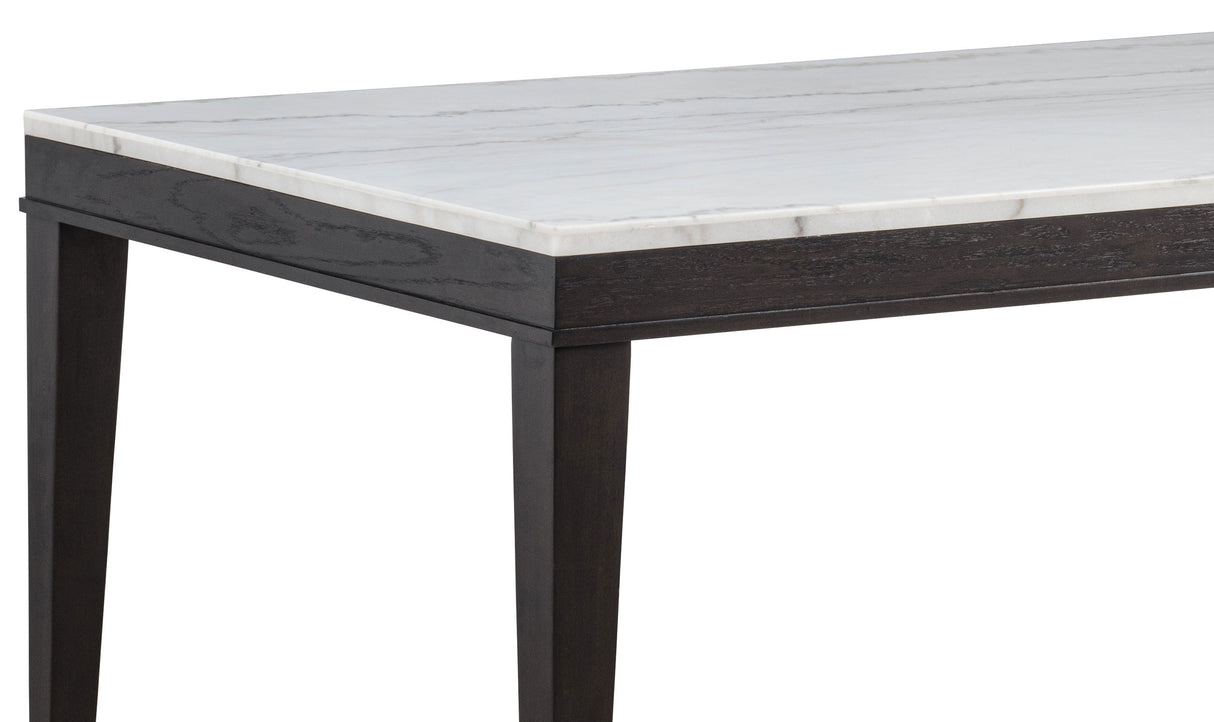 Averill 7-Piece White Marble Dining Set in Tan and Coffee Bean