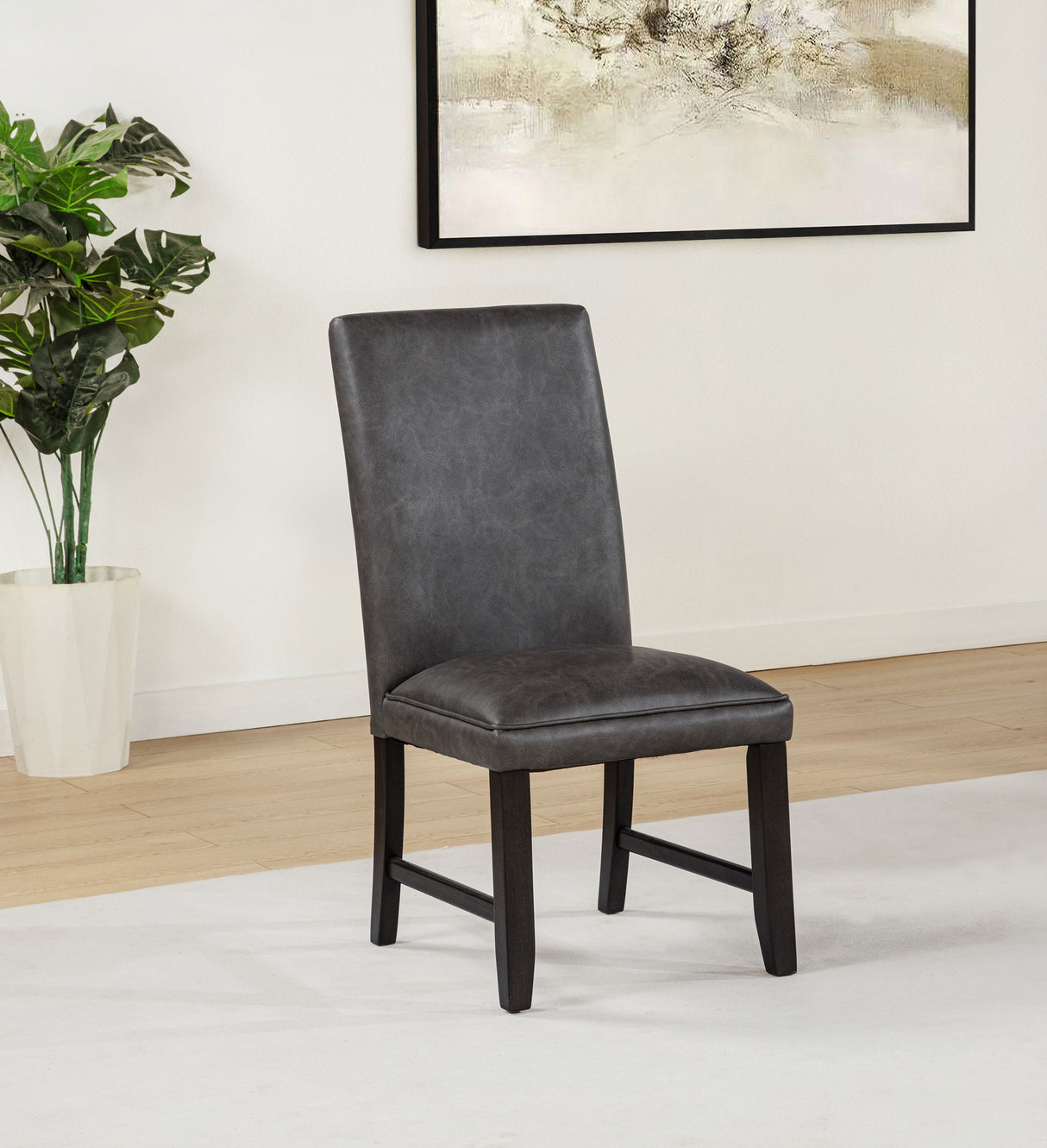 Averill Faux Leather Dining Chair Dark Grey, Set of 2