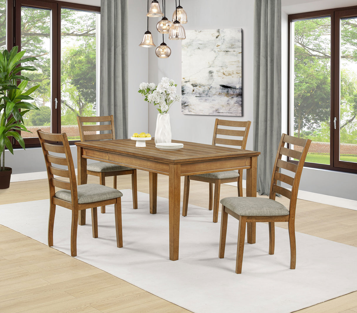 Atwood Wood Dining Side Chair - Warm Brown Upholstered