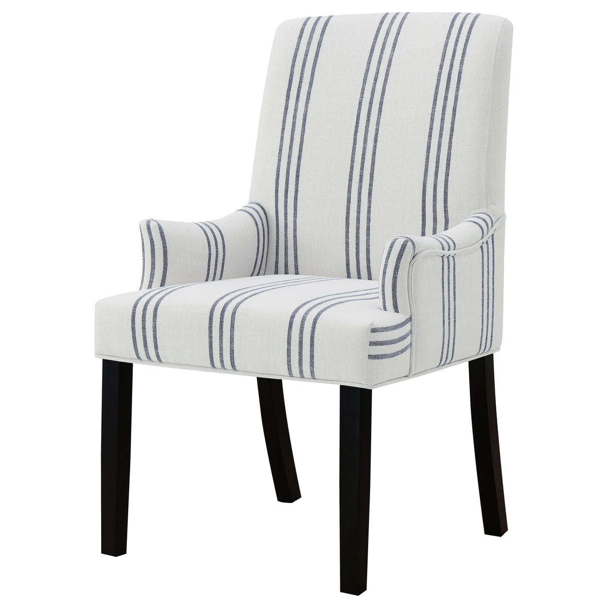 Herran Upholstered Arm Chair, Beige with Blue Stripes