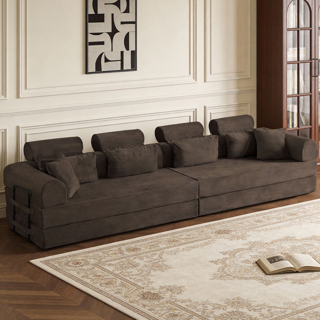 Modern L-Shape Modular Sectional Sofa, Compressed Design