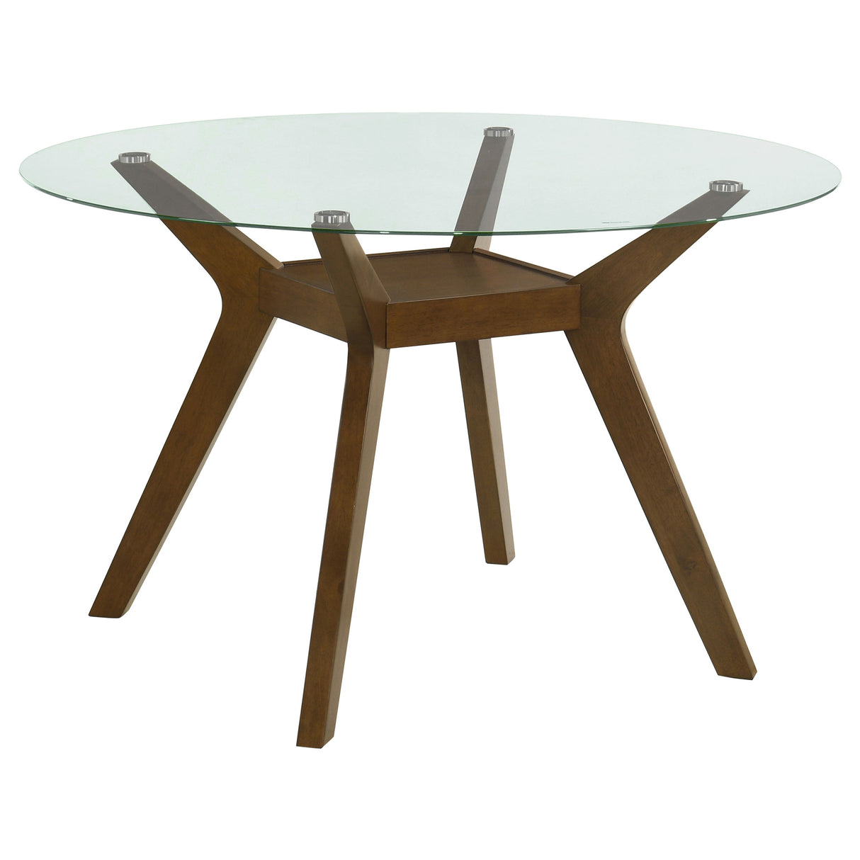Paxton Round 48-inch Glass Top Dining Table in Brown