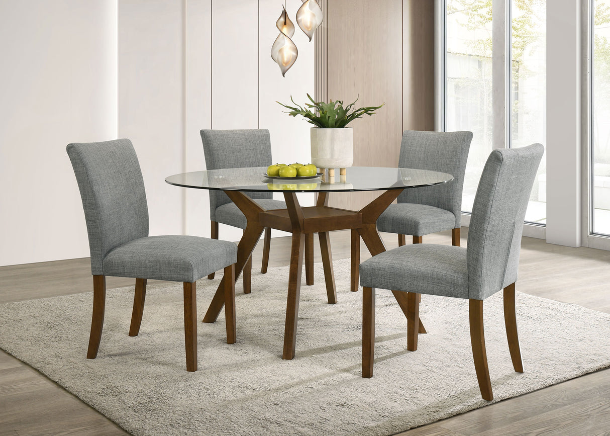 Paxton Round 48-inch Glass Top Dining Table in Brown