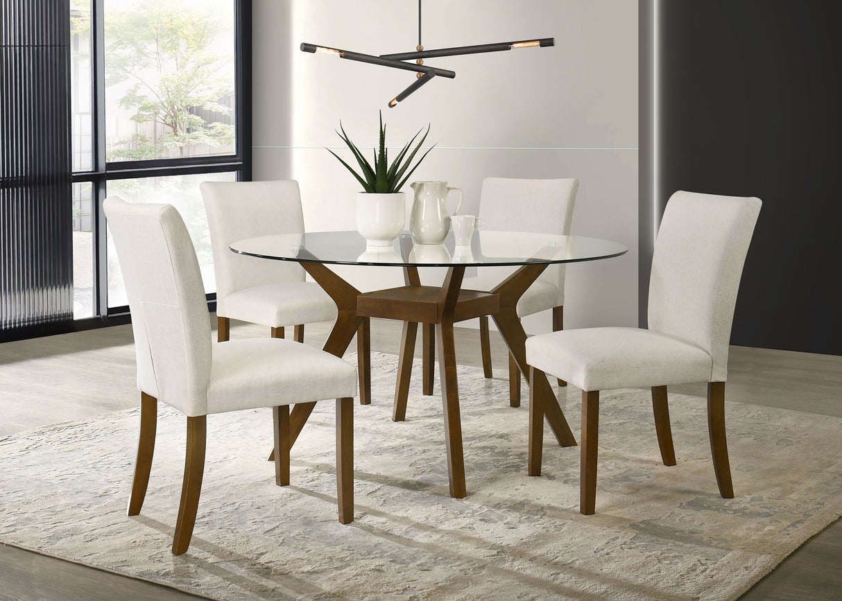 Paxton Round 48-inch Glass Top Dining Table in Brown