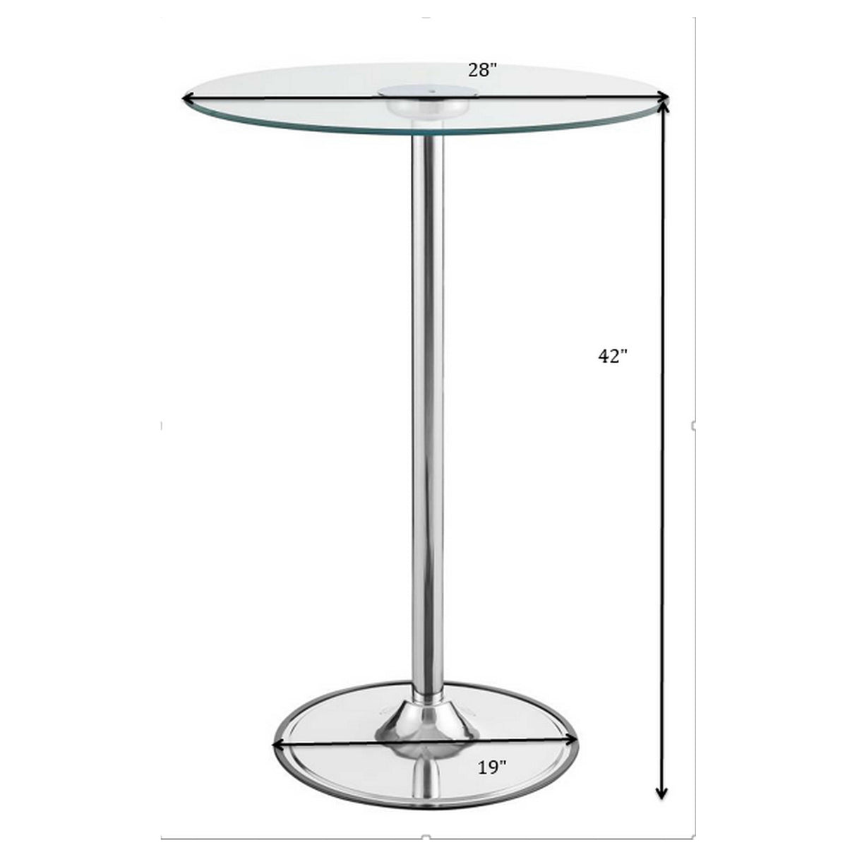 Thea Round 28-inch Glass Top LED Bistro Bar Table