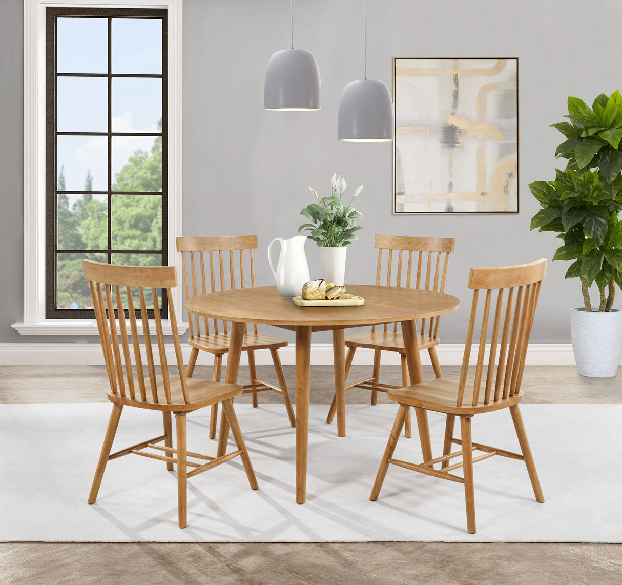 Andrews 48-Inch Round Wood Dining Table Light Ash