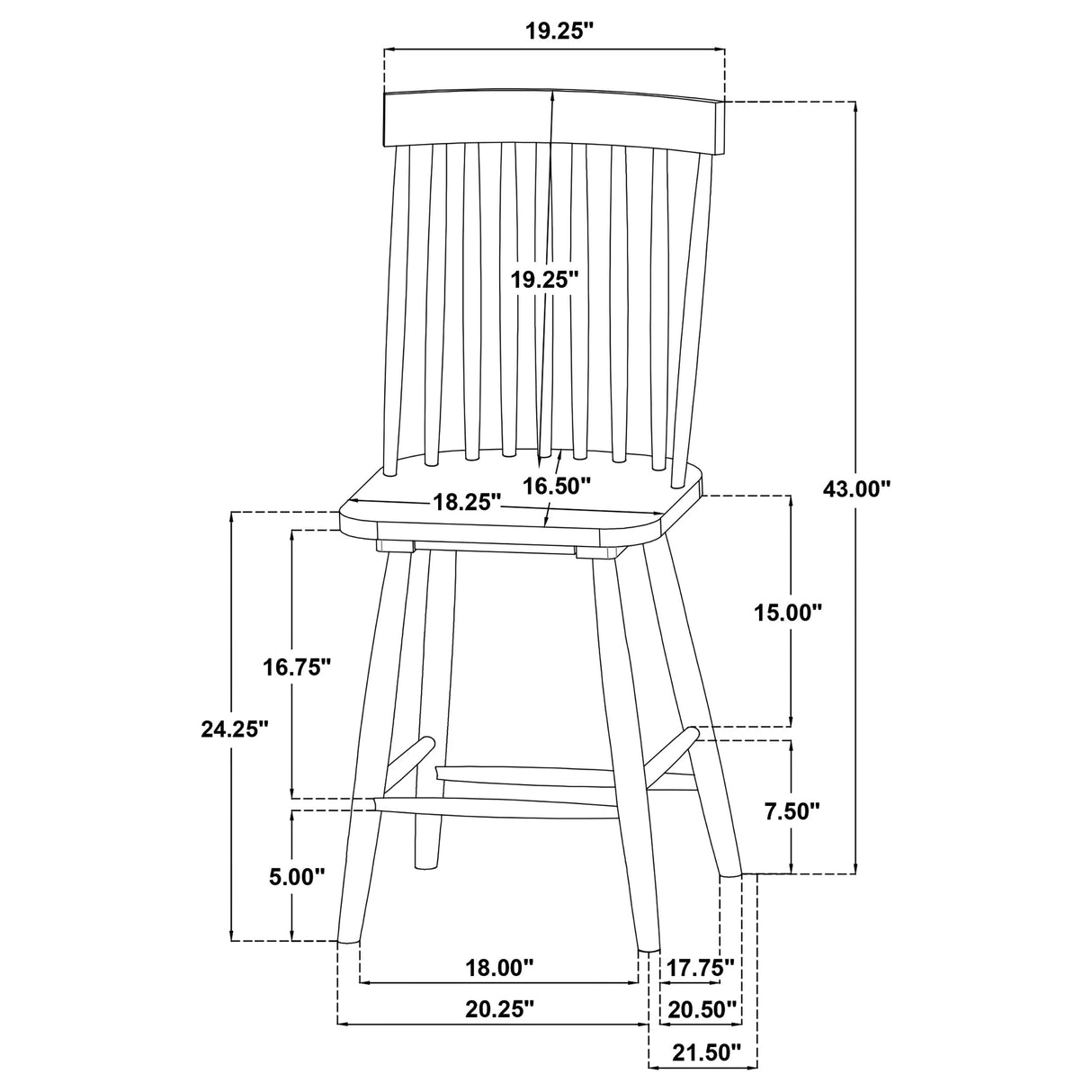 Andrews Windsor Counter Height Dining Side Chair Light Ash