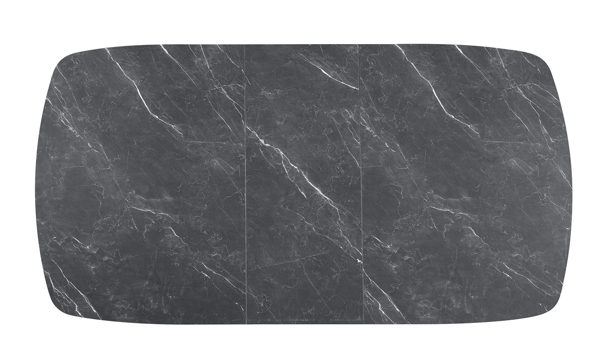 Potero 73-inch Faux Marble Extension Dining Table Black
