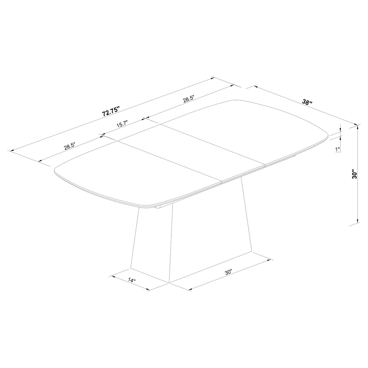 Potero 73-inch Faux Marble Extension Dining Table Black