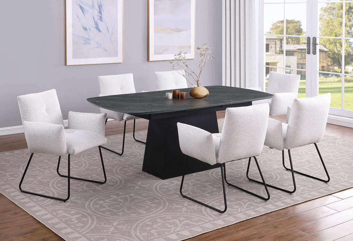 Potero 73-inch Faux Marble Extension Dining Table Black