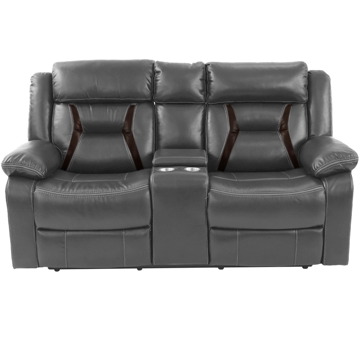 Modern Reclining Loveseat With Console, Cup Holders, Storage