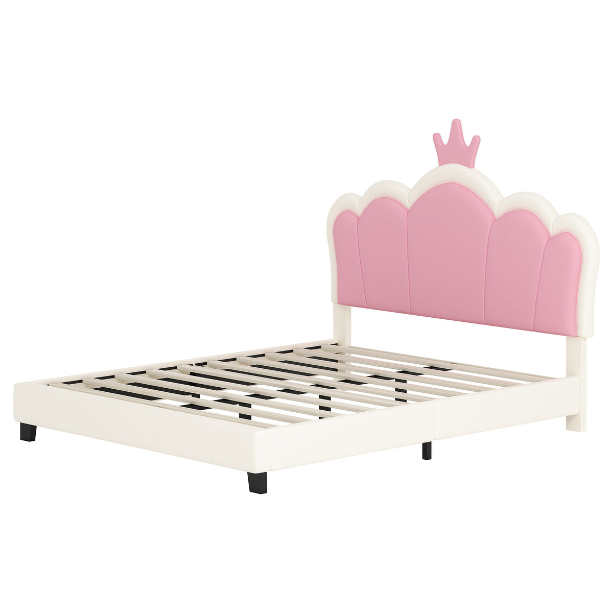 Upholstered Princess Platform Bed With Crown Headboard