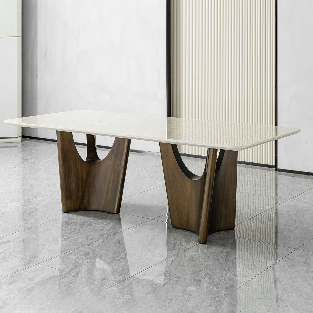Dining Table - Beige / Bronze Golden