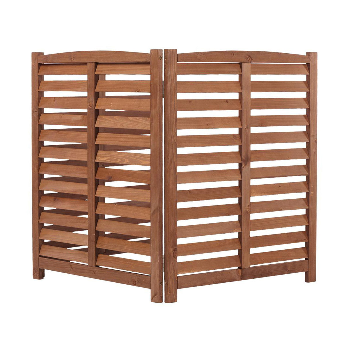 3 Panel Outdoor Air Conditioner Fence With Privacy Screen - Brown
