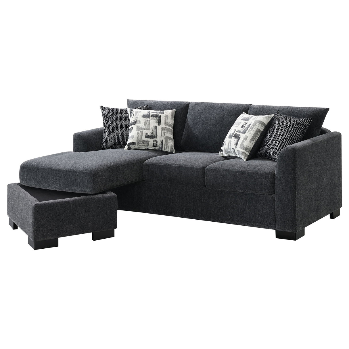 Pacheco - Upholstered Sleeper Sectional Chaise Sofa With Pocket Coils And Reversible Cushions - Dark Gray