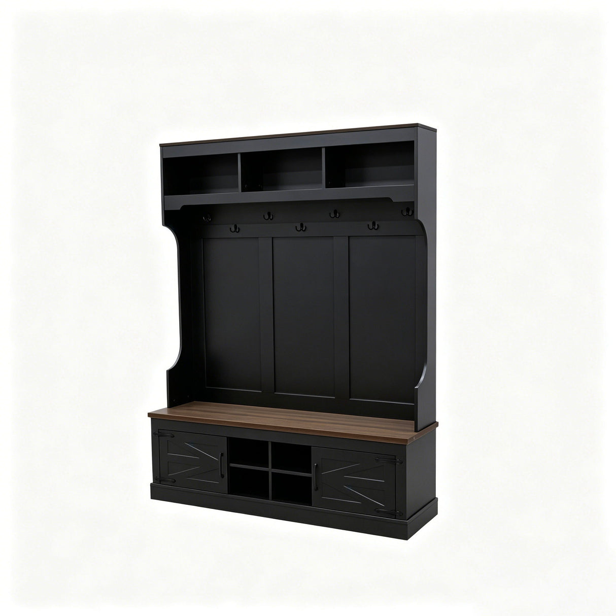 Farmhouse Hall Tree With Bench And Shoe Storage