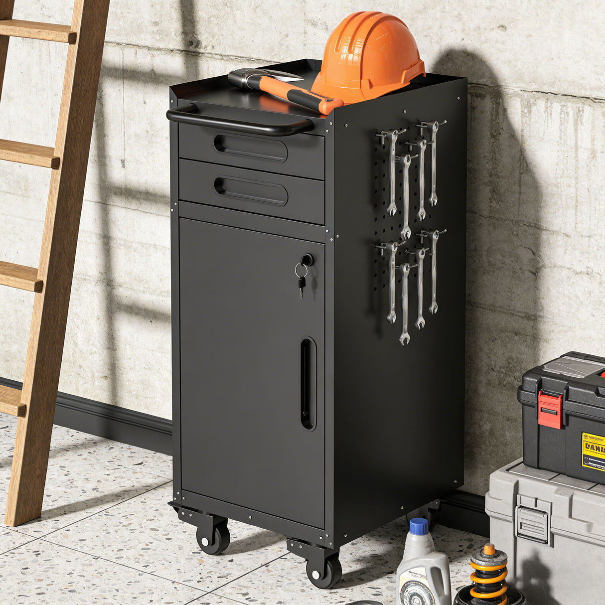 Rolling Tool Cabinet Heavy Duty Garage Storage With Lockable Doors
