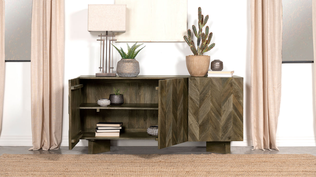 Tyler 3-Door Solid Wood Sideboard, Mango Brown