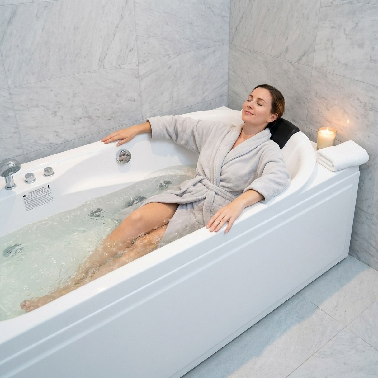 Xavier - Single Corner Massage Bathtub - Milk White
