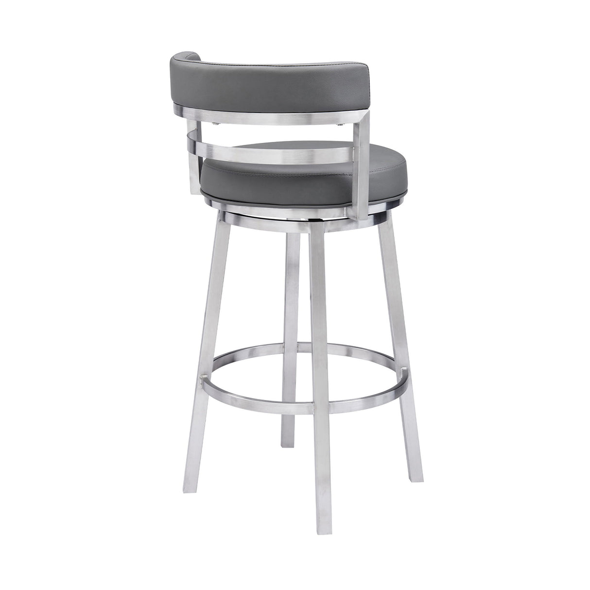 Titana - Swivel Faux Leather And Brushed Stainless Steel Bar Stool