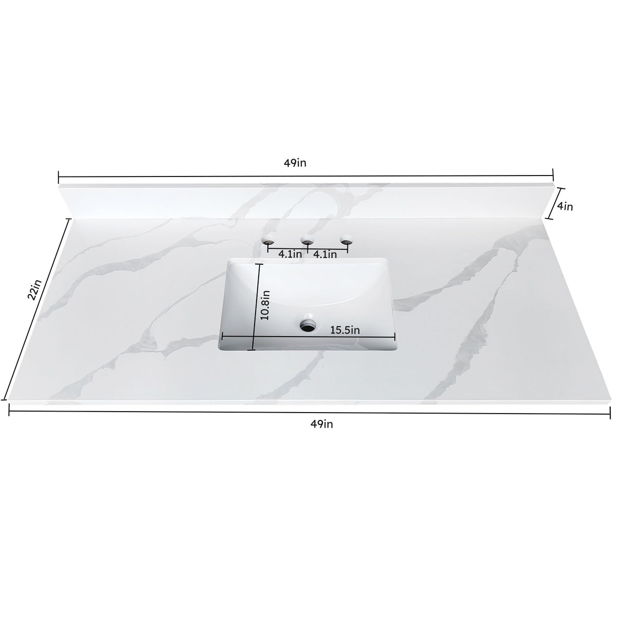 Bathroom Vanity Top With Undermount Sink, 3 Pre Drilled Holes