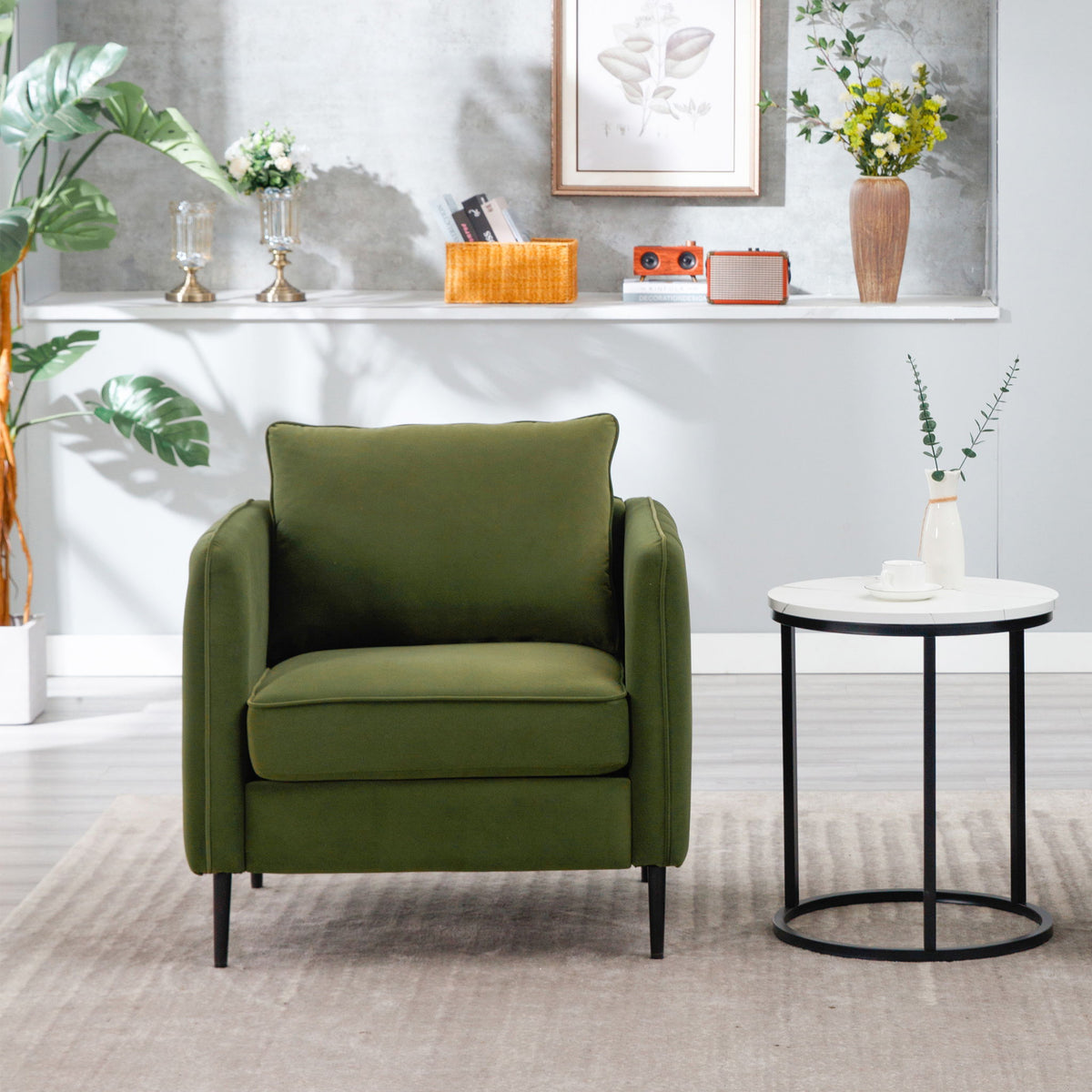Accent Chair With Pillow For Living Room - Green