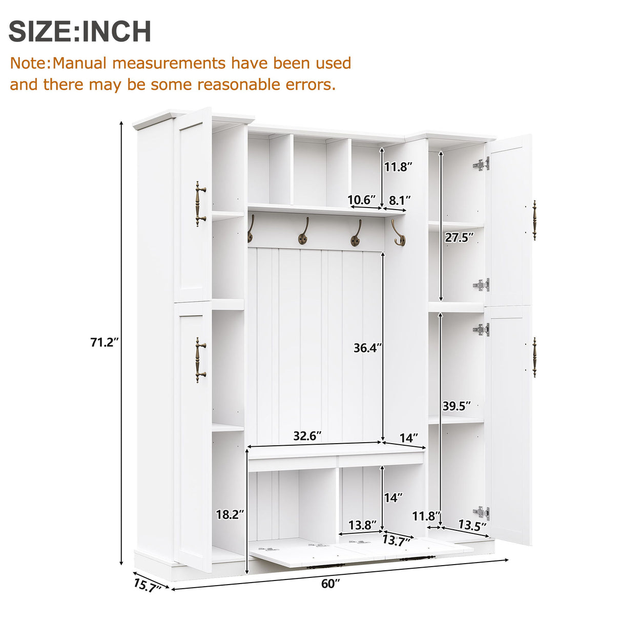 Hall Tree With 4 Side Cabinets