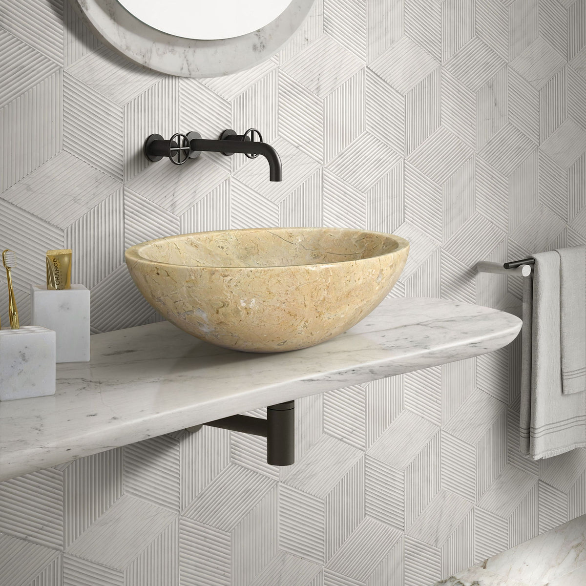 Bathroom Vessel Sink, Circular Design