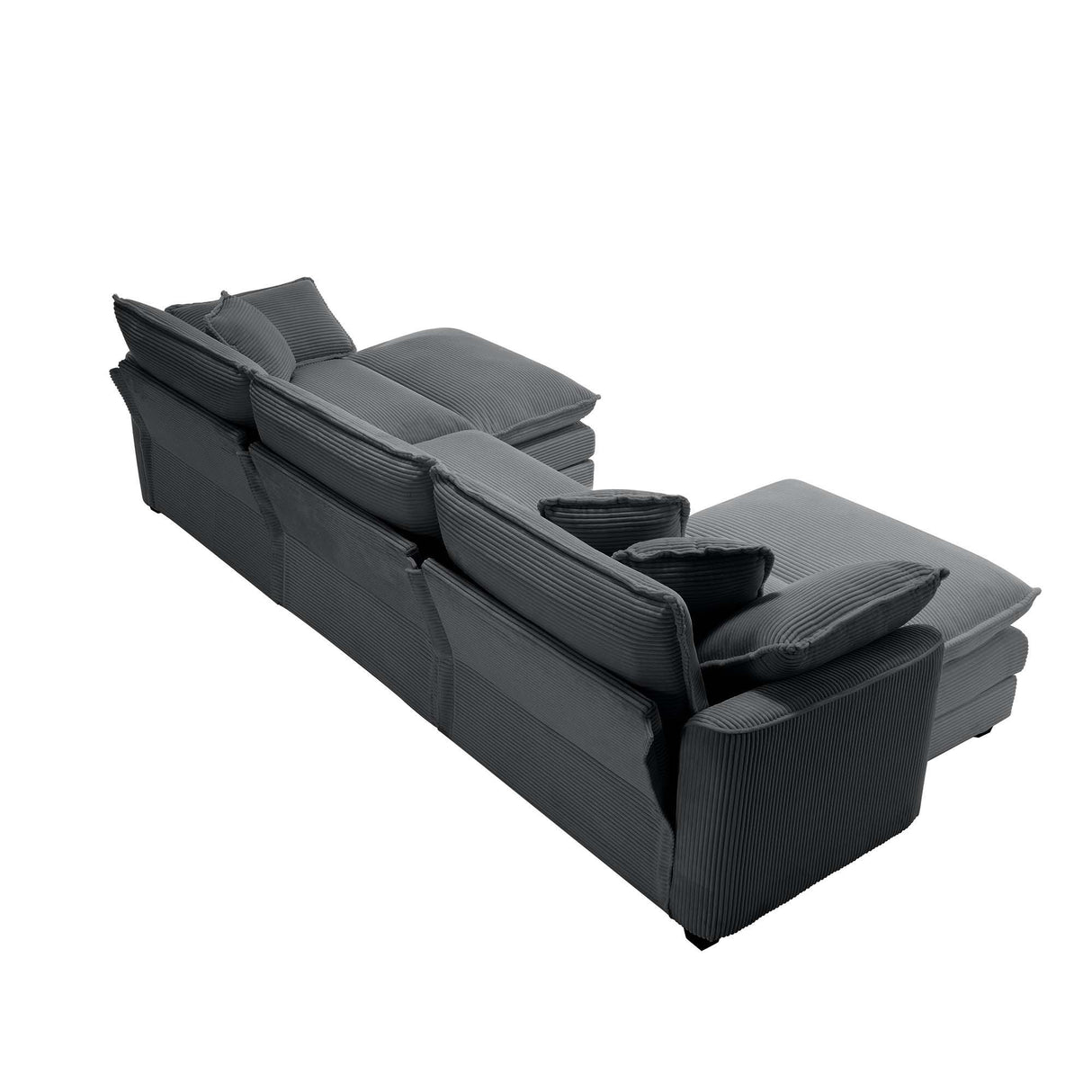Modern Oversized Modular Cushion Sofa With Ottoman, Low Back, Deep Seating Sofa Set