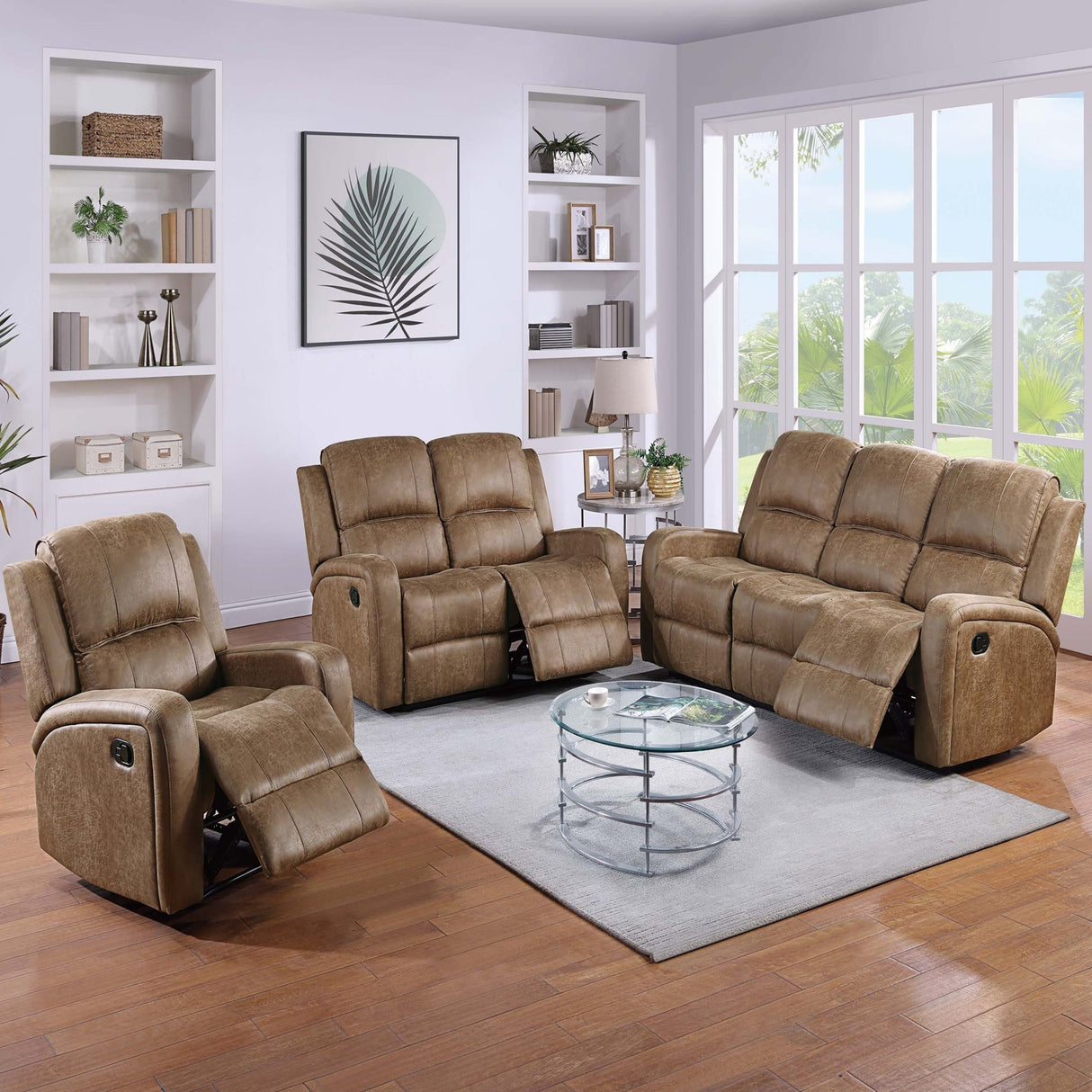 Modern Style Manual Recliner With Square Arms And Tufted Design