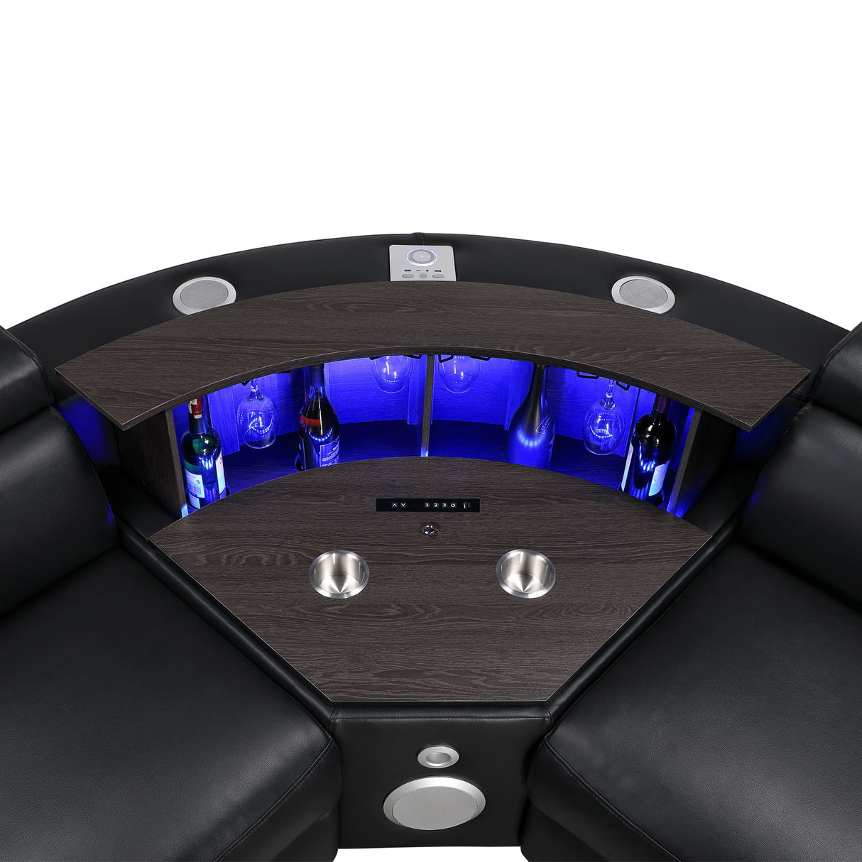 Nova - Sectional With Bluetooth Speaker, LED And Lifting Wine Cabinet