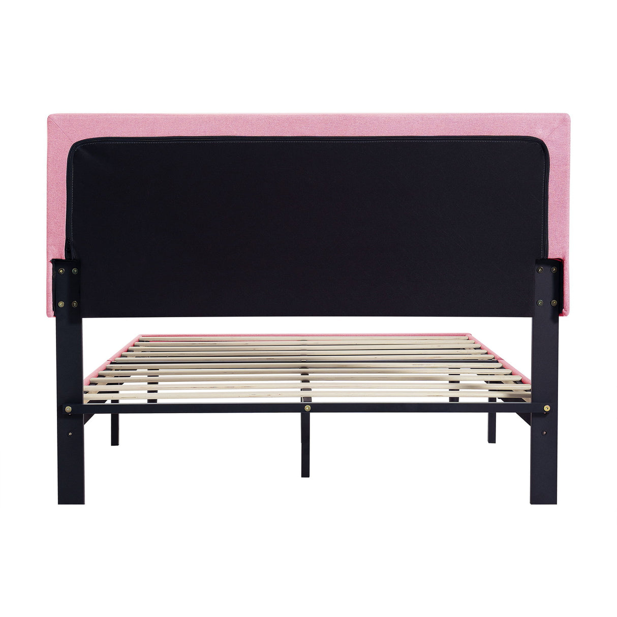 Modern Upholstered Platform Bed Frame With Button Tufted Fabric Headboard