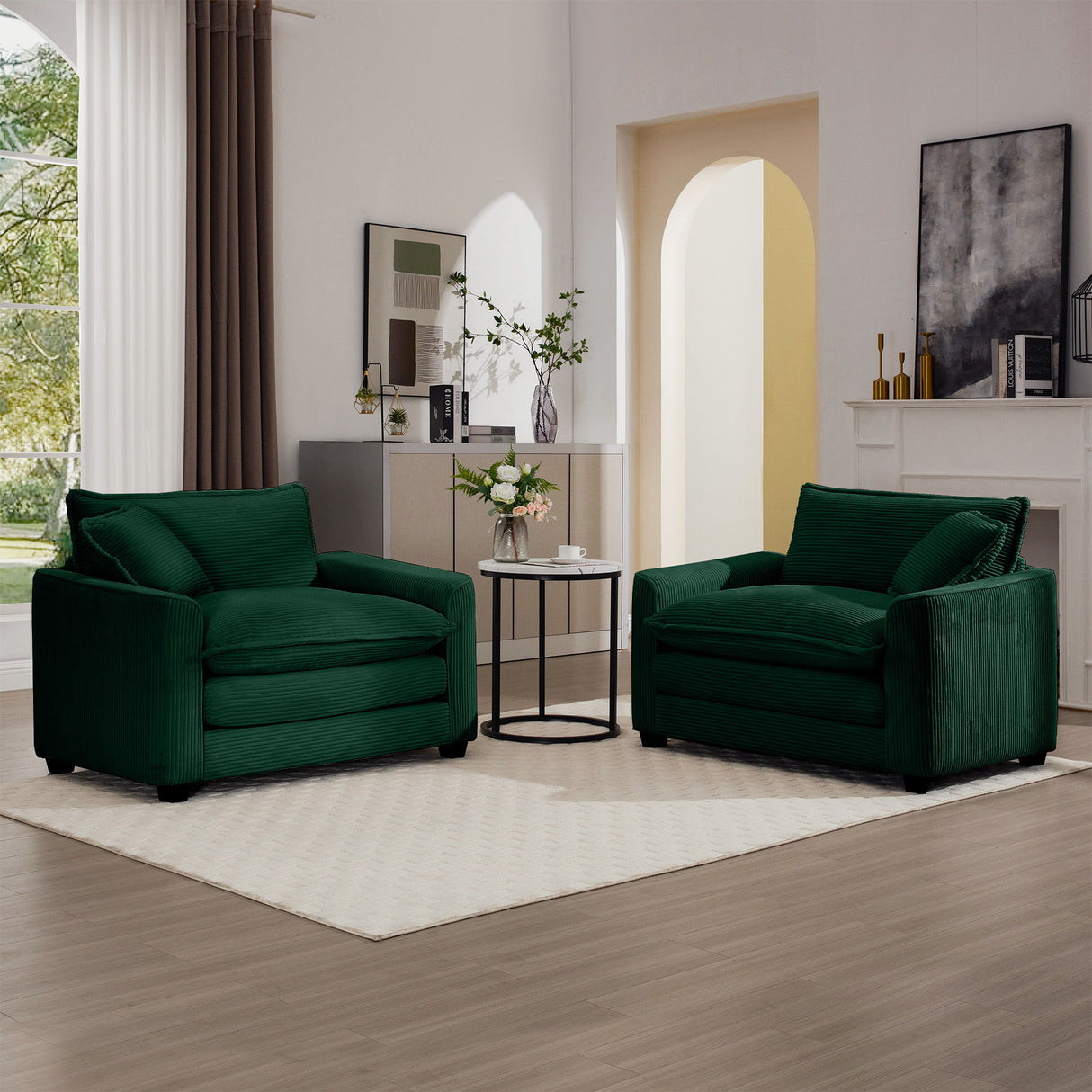 Modern Classic Fabric Single Chair Deep Seat Sofa With Pillow