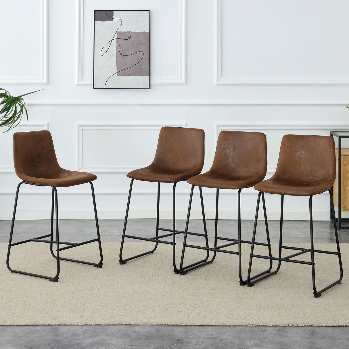 Retro Bar Chairs, Comfortable Stools (Set of 2)