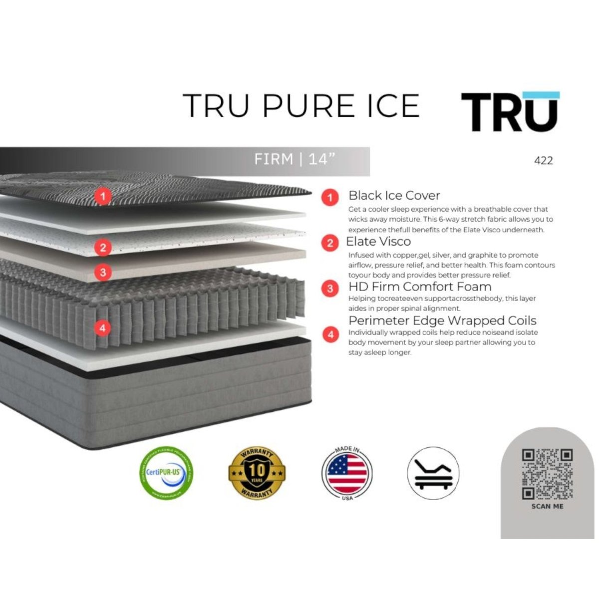 14” Firm Hybrid Mattress with Cooling Ice Cover – King - Mattress - Alpine Outlets
