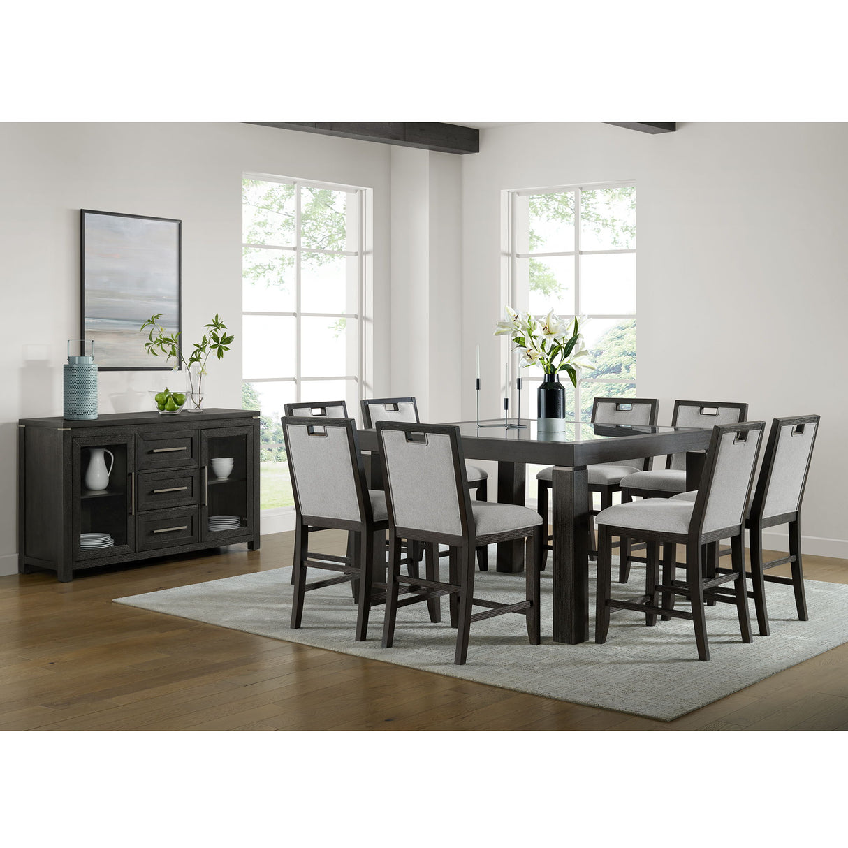 Elodie - Fabric Counter Chair (Set of 2) - Charcoal / Gray