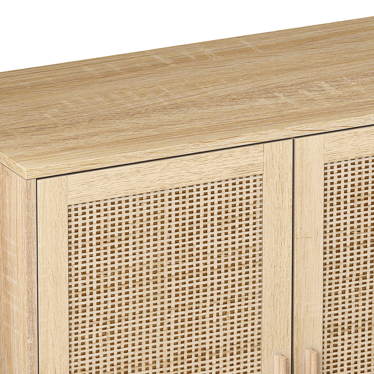 Elegant And Functional Rattan Decorative Storage Cabinet With 4 Doors