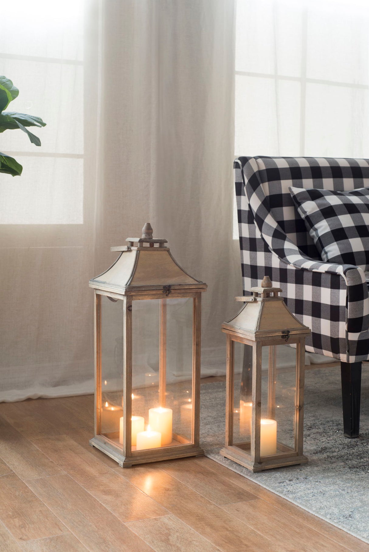 Candle Lantern Decorative, Hurricane Lantern Holder Decor For Indoor Outdoor, Home Garden Wedding - Ivory - Lanterns - Alpine Outlets