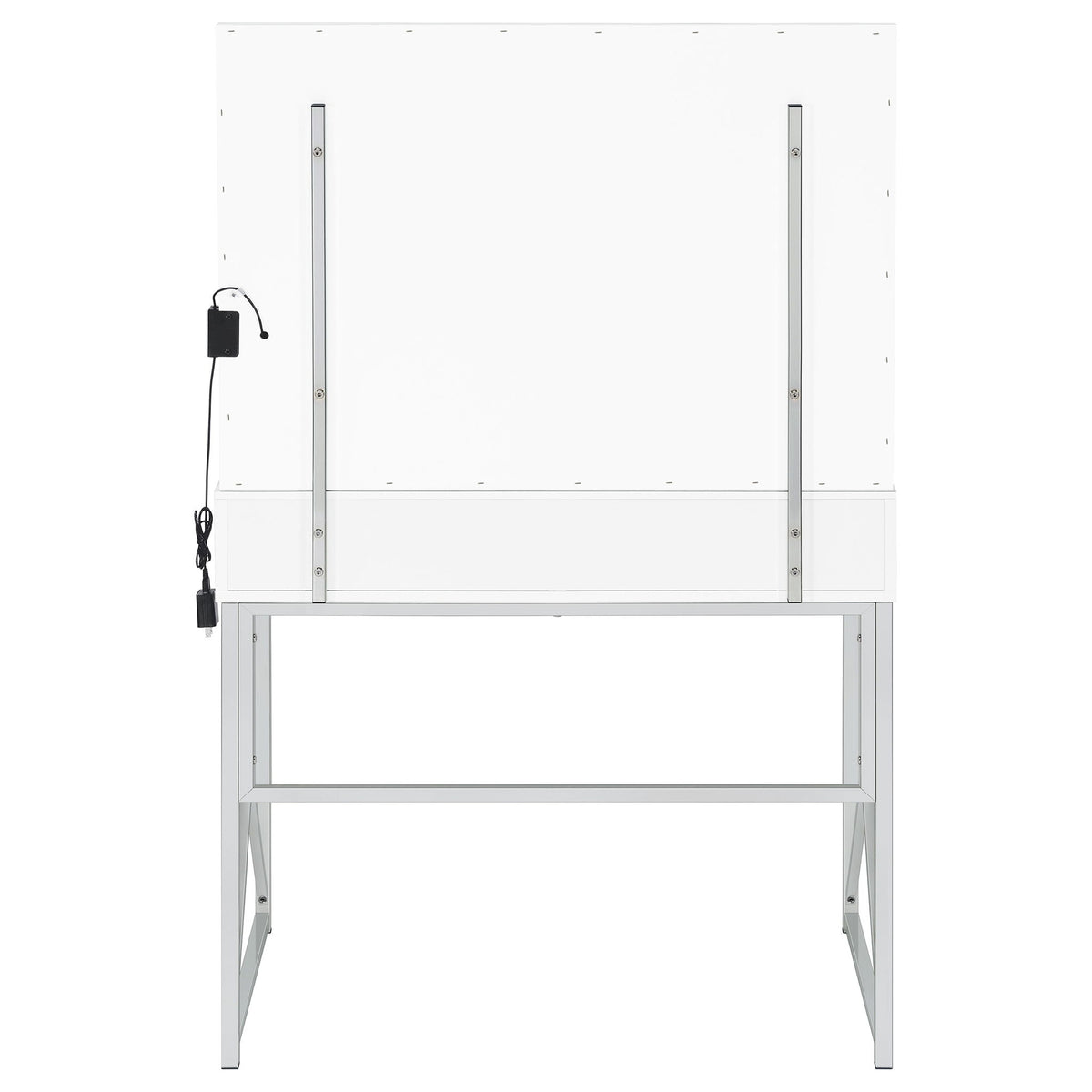 Hamlin - Makeup Vanity Table With Lighted Mirror And Padded Stool - White