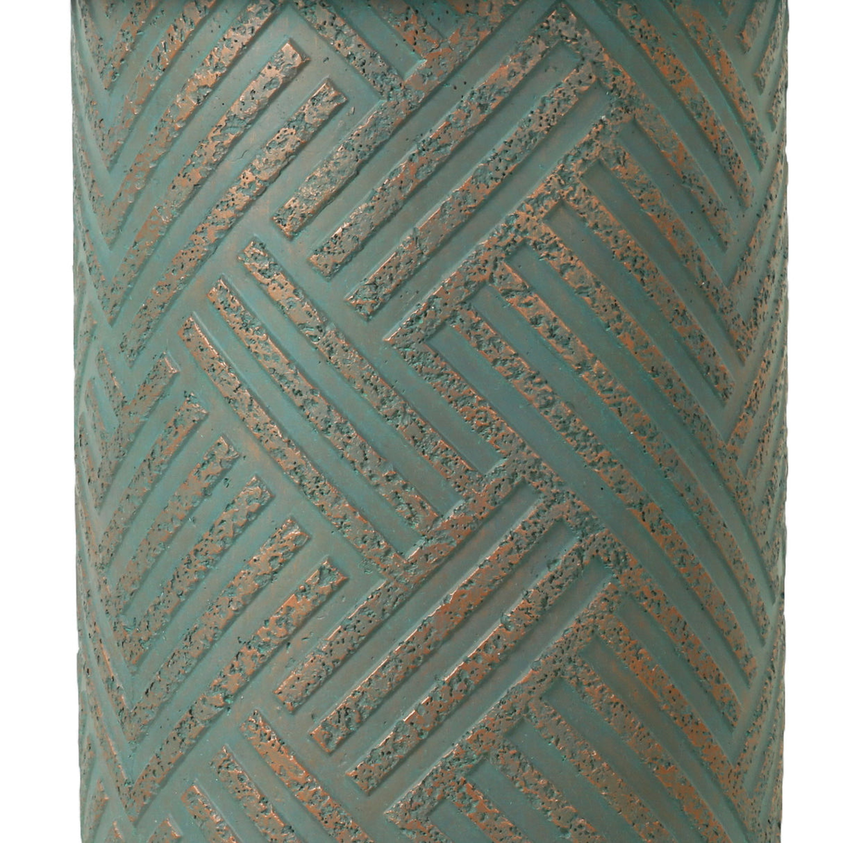 Round Outdoor End Table With Tree Stump Design For Patio - Golden / Green / Peacock