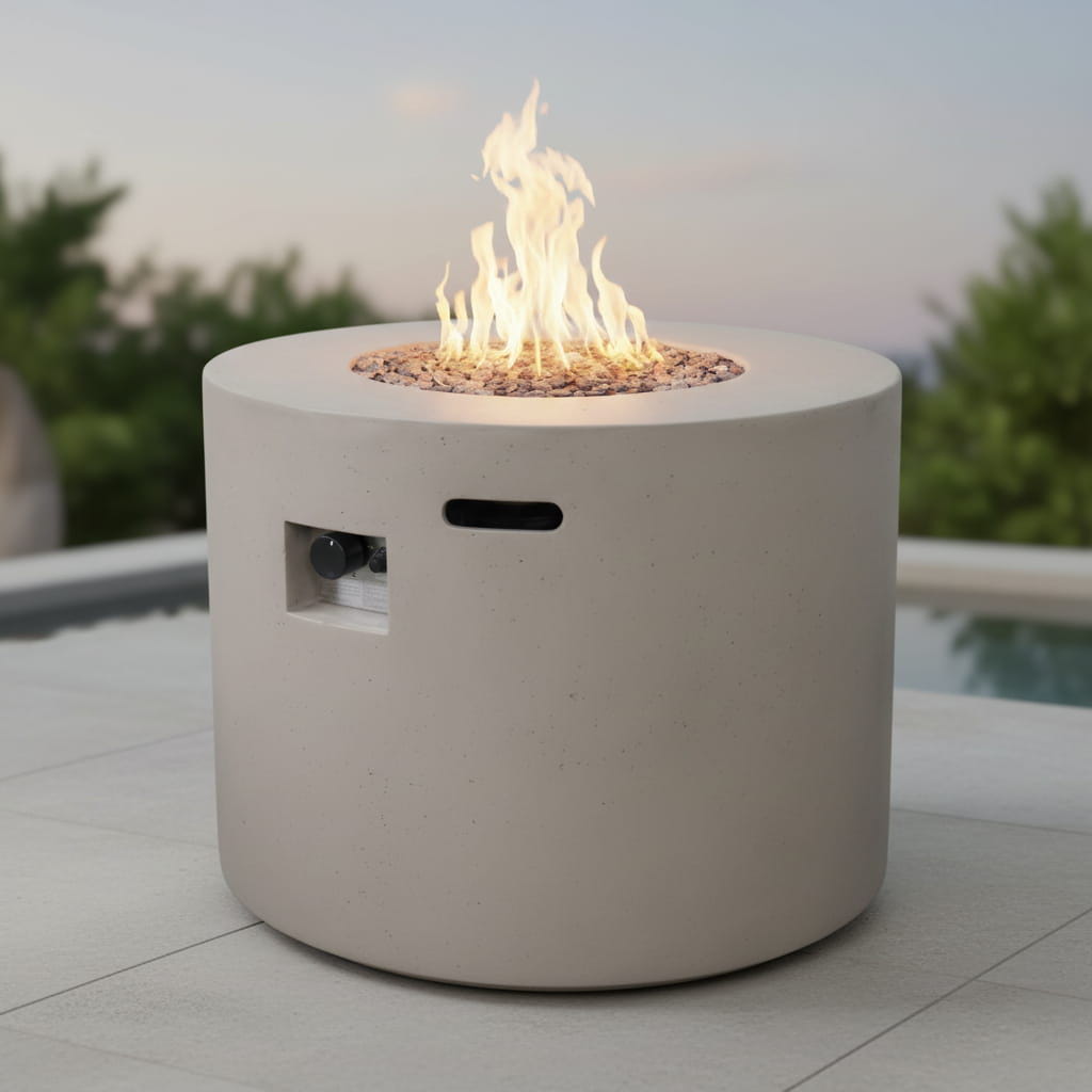 Round Propane Fire Pit Table Modern Outdoor Patio Heater 40000 BTU