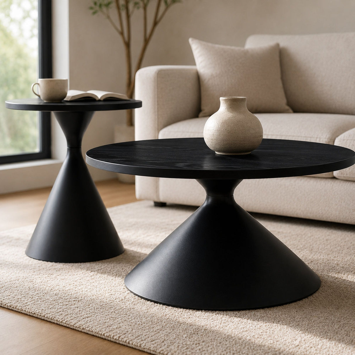 2 Piece Coffee Round Table Set