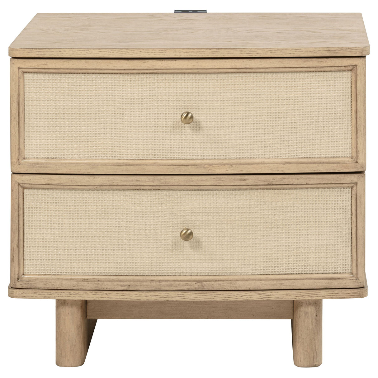 Kimpton - 2 Drawer Nightstand With USB Charging Ports - Beige